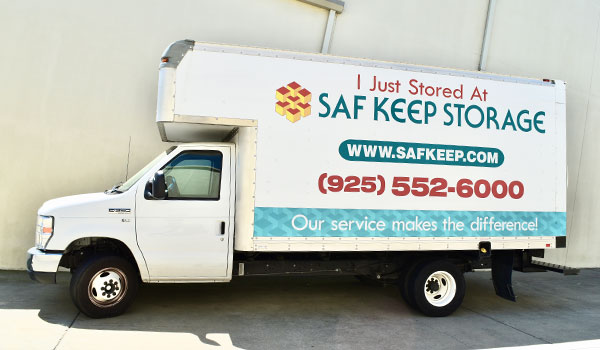 Saf Keep Storage free movein truck parked by the facility