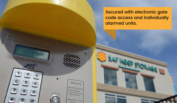 coded keypad entry with text Secured with electronic gate code access and individually alarmed units